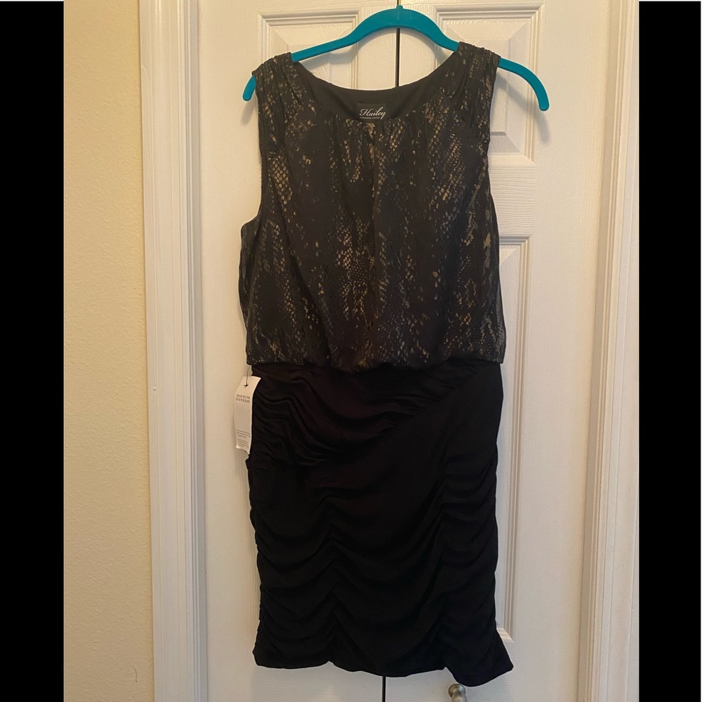 beautiful snake pattern on top mini black dress
